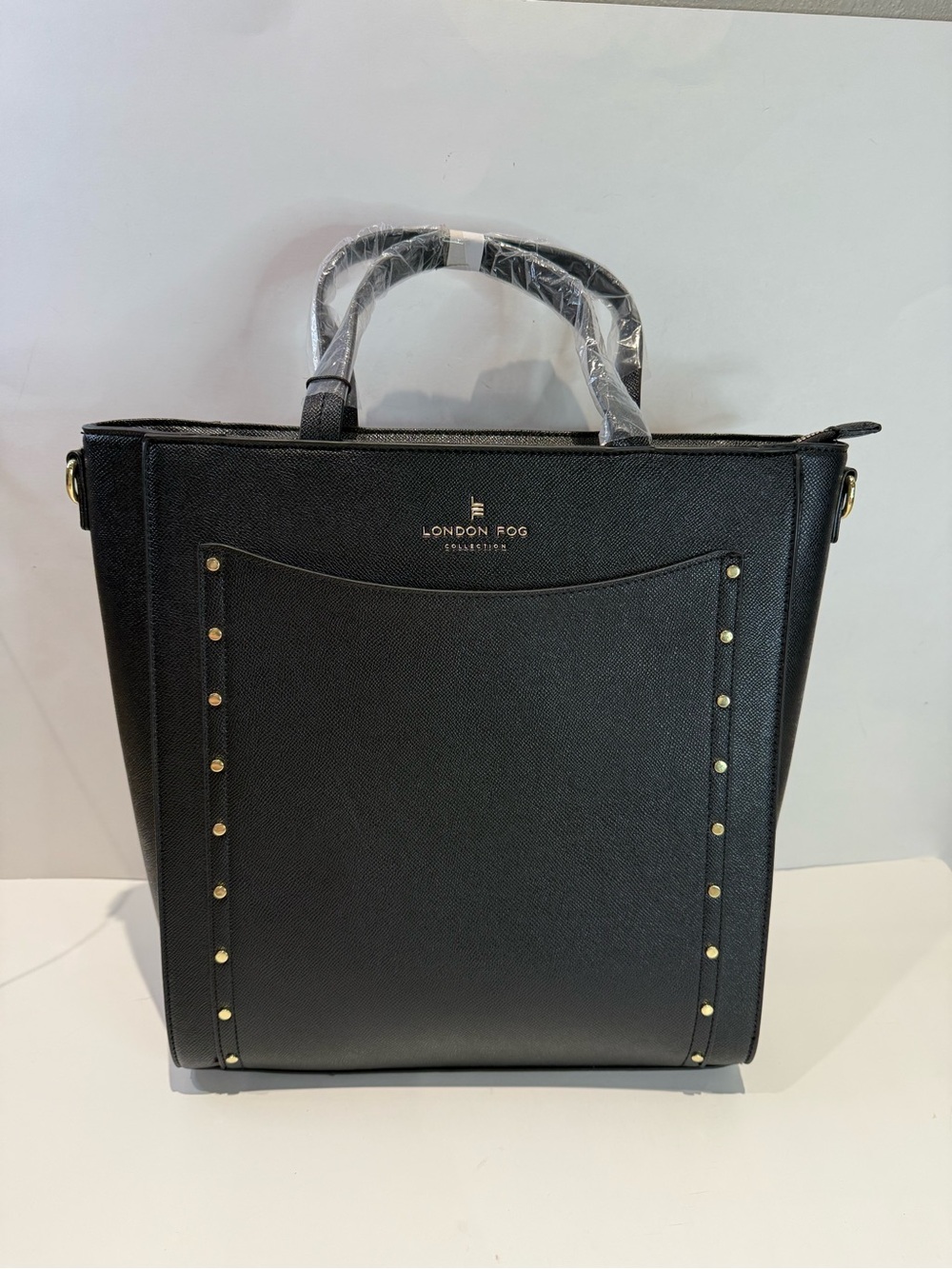 London Fog Black large Tote - Sophia Studded Tote